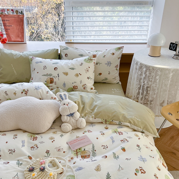 91家纺网 家纺一手货源 找家纺 麦伦 2023春夏新品ins全棉小清新系列四件套丛林探险