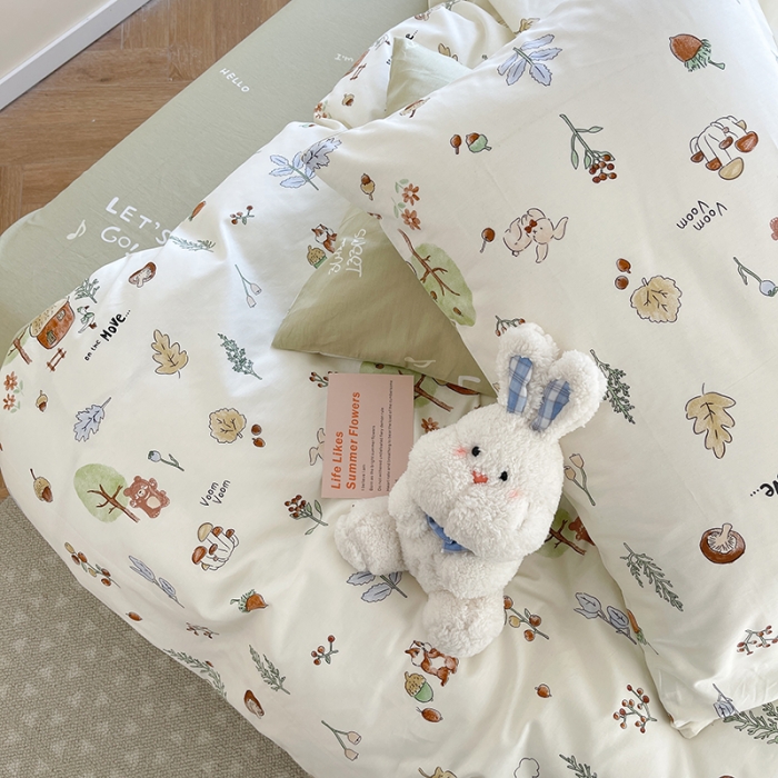 91家纺网 家纺一手货源 找家纺 麦伦 2023春夏新品ins全棉小清新系列四件套丛林探险