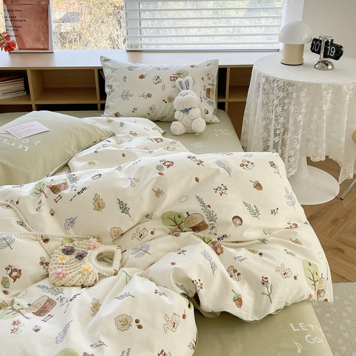 91家纺网 家纺一手货源 找家纺 麦伦 2023春夏新品ins全棉小清新系列四件套丛林探险