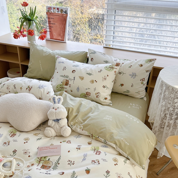 91家纺网 家纺一手货源 找家纺 麦伦 2023春夏新品ins全棉小清新系列四件套丛林探险