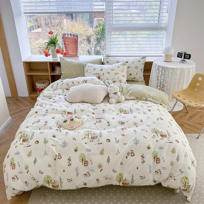 91家纺网 家纺一手货源 找家纺 麦伦 2023春夏新品ins全棉小清新系列四件套丛林探险