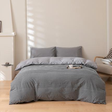柠馨 2023新款全棉色织水洗棉单品被套 黑白格