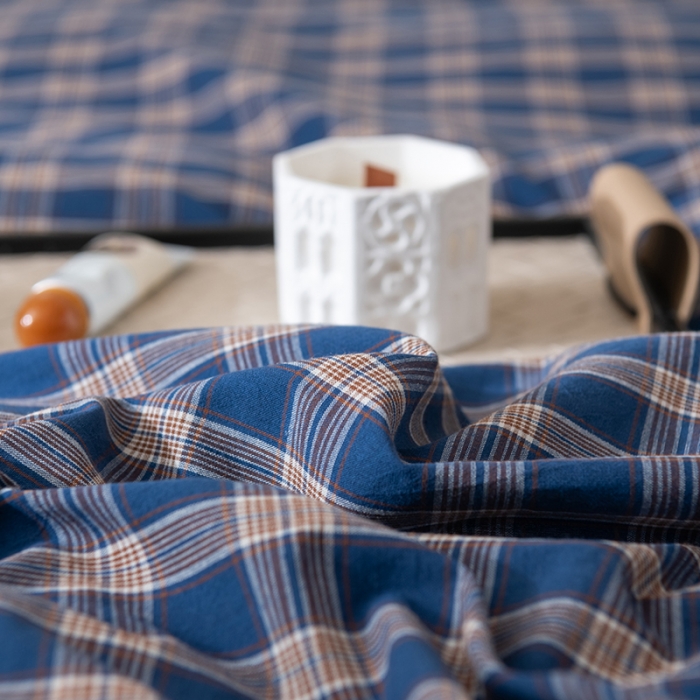 91家纺网 家纺一手货源 找家纺 柠馨 2023新款全棉色织水洗棉单品被套 格调深蓝