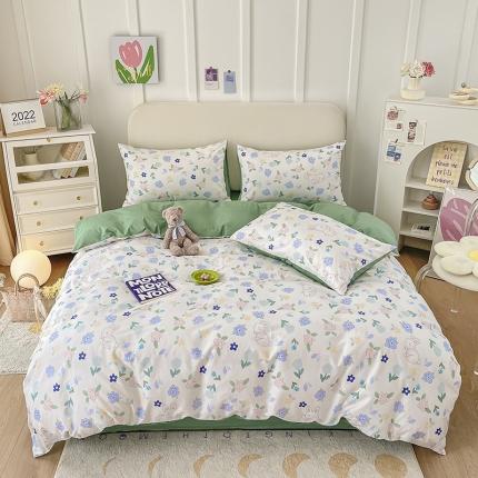 91家纺网 家纺一手货源 找家纺 麦伦 2023春夏新品ins全棉小清新系列四件套兔小花