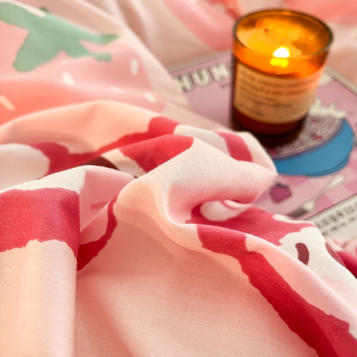 91家纺网 家纺一手货源 找家纺 呗旺鹿 2023新款13372全棉纯棉印花四件套直播款 甜心熊