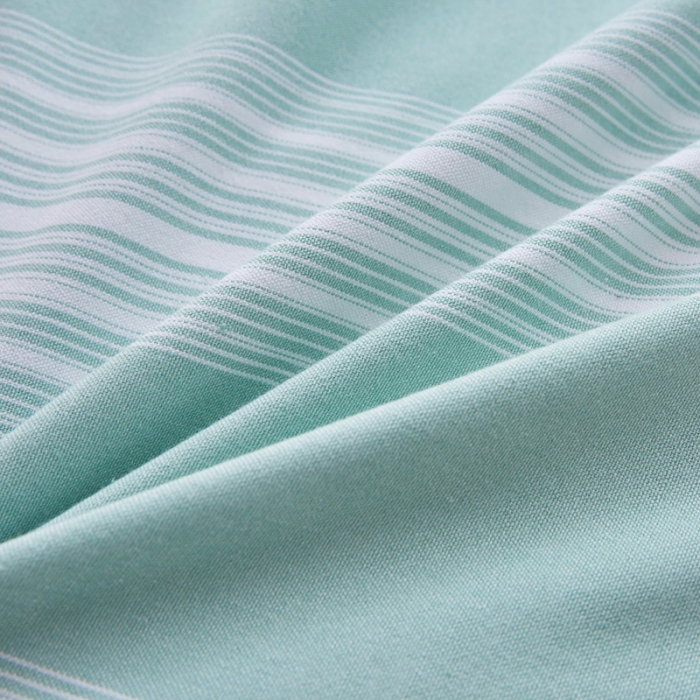 91家纺网 家纺一手货源 找家纺 棉乐町 2025新款21支纯棉老粗布四件套 宽条-绿