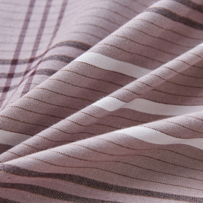 91家纺网 家纺一手货源 找家纺 棉乐町 2025新款32支精梳棉老粗布四件套 大格-咖