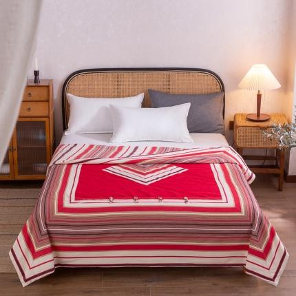 91家纺网 家纺一手货源 找家纺 棉乐町 2025新款全棉老粗布棉花夏被 复古盘扣-红