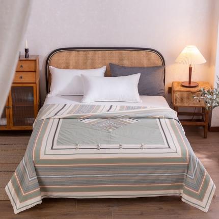 91家纺网 家纺一手货源 找家纺 棉乐町 2025新款全棉老粗布棉花夏被 复古盘扣-绿