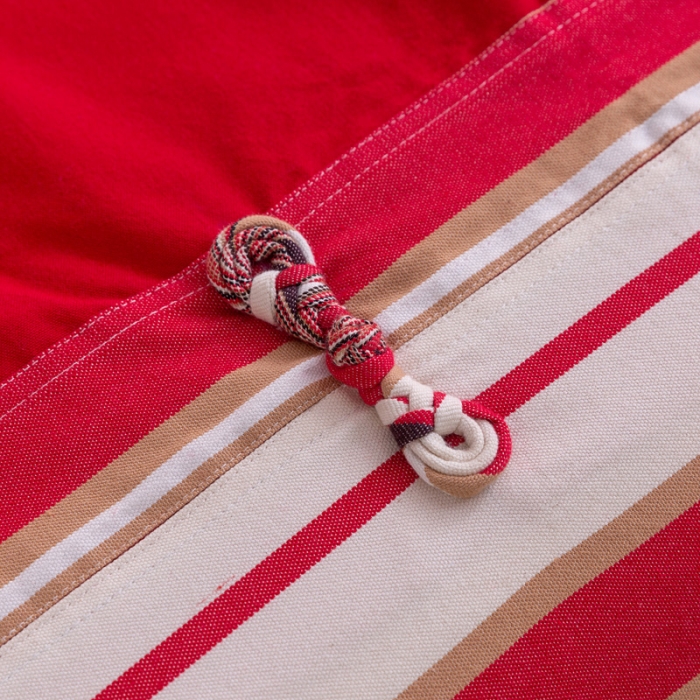 91家纺网 家纺一手货源 找家纺 棉乐町 2025新款全棉老粗布棉花夏被 复古盘扣-红