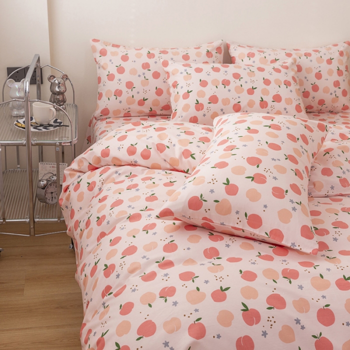 91家纺网 家纺一手货源 找家纺 总首爱13070全棉纯色三件套婚庆双层纱卡通加绒提花床笠四件套