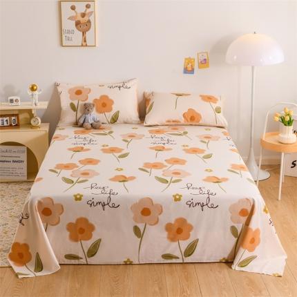 91家纺网 家纺一手货源 找家纺 名兮 2023新款全棉印花床单 幸运花