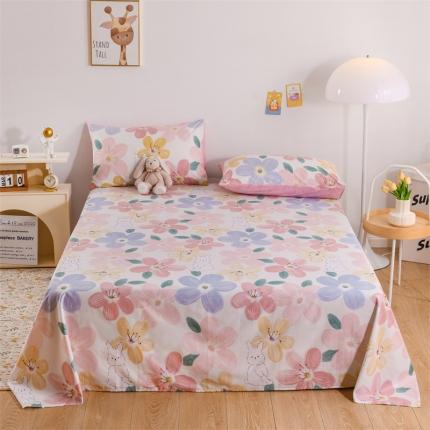 名兮 2023新款全棉印花床单 花甜粉