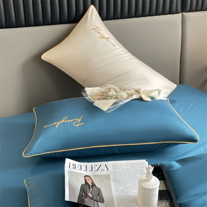 91家纺网 家纺一手货源 找家纺 慕色 2023新款60支长绒棉轻奢刺绣四件套 轻奢-宝石蓝