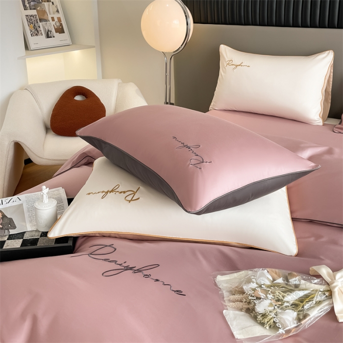 91家纺网 家纺一手货源 找家纺 慕色 2023新款60支长绒棉轻奢刺绣单品被套 轻奢-豆沙