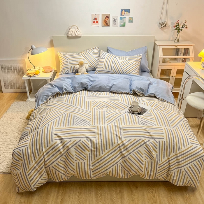 91家纺网 家纺一手货源 找家纺 芊寻家居 2024年新款全棉印花13372四件套 印象派