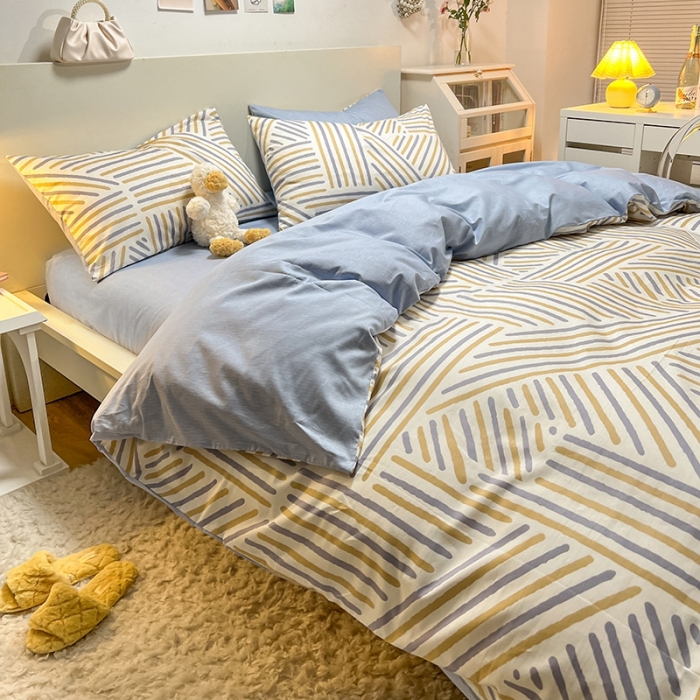 91家纺网 家纺一手货源 找家纺 芊寻家居 2024年新款全棉印花13372四件套 印象派