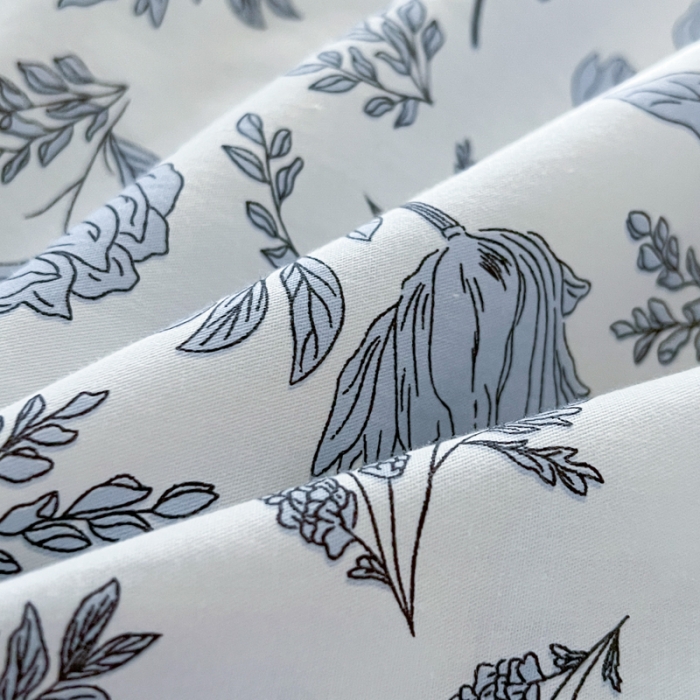 91家纺网 家纺一手货源 找家纺 星巴k 2023新款全棉13372花卉印花简约卡通款多规格四件套半拿铁