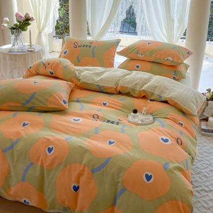 91家纺网 家纺一手货源 找家纺 星巴k家纺2023新款全棉13372花卉印花简约卡通款多规格四件套彩棠