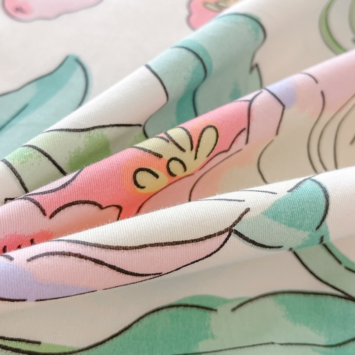 91家纺网 家纺一手货源 找家纺 星巴k家纺2023新款全棉13372花卉印花简约卡通款多规格四件套花影