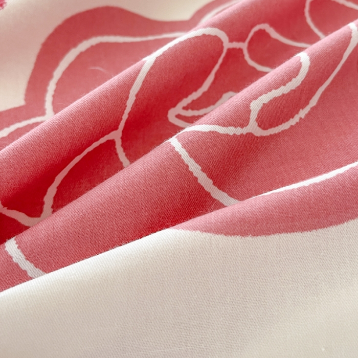 91家纺网 家纺一手货源 找家纺 星巴k家纺2023新款全棉13372花卉印花简约卡通款多规格四件套玫瑰