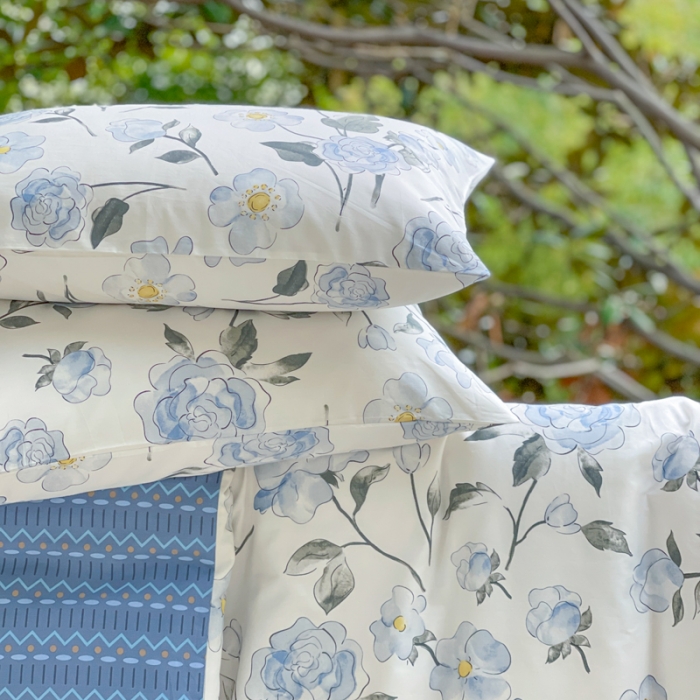 91家纺网 家纺一手货源 找家纺 星巴k家纺2023新款全棉13372花卉印花简约卡通款多规格四件套清风