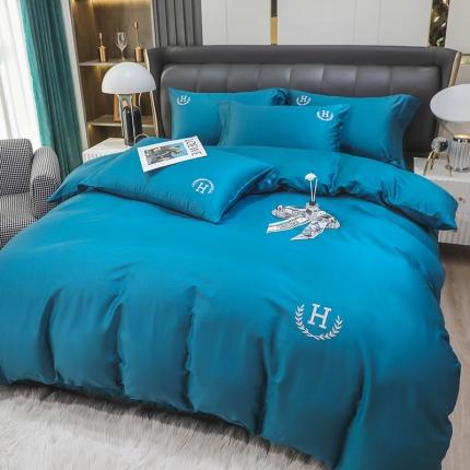 91家纺网 家纺一手货源 找家纺 N先生 2024新款60长绒棉巴洛克系列四件套 月光蓝