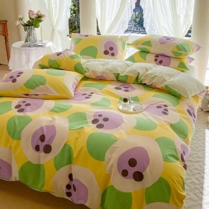 91家纺网 家纺一手货源 找家纺 星巴k家纺2023新款全棉13372花卉印花简约卡通款多规格四件套昙雅