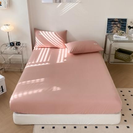 91家纺网 家纺一手货源 找家纺 蓝邻 2024新款全棉全棉色织水洗棉床笠 公主粉