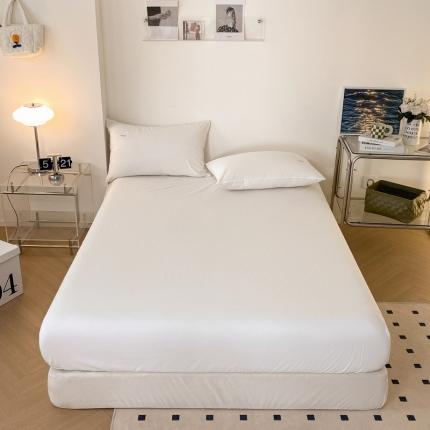 91家纺网 家纺一手货源 找家纺 蓝邻 2024新款全棉全棉色织水洗棉床笠 贵族白