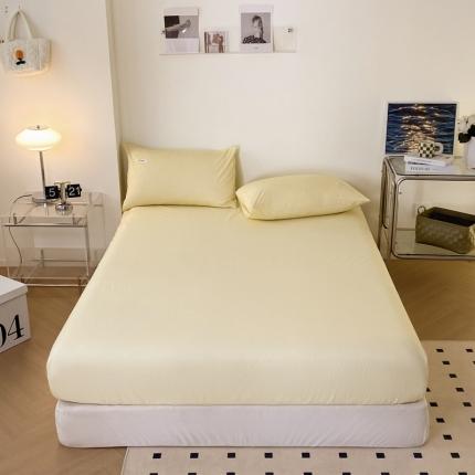 91家纺网 家纺一手货源 找家纺 蓝邻 2024新款全棉全棉色织水洗棉床笠 柠檬黄