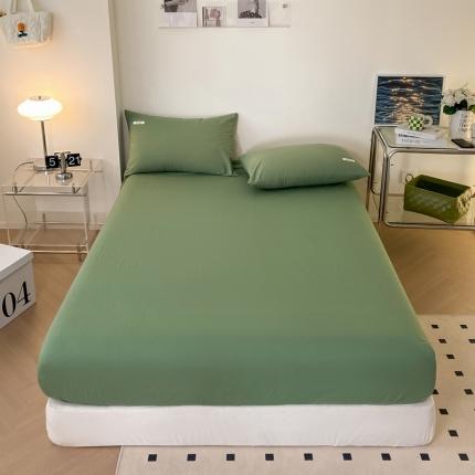 91家纺网 家纺一手货源 找家纺 蓝邻 2024新款全棉全棉色织水洗棉床笠 时尚绿