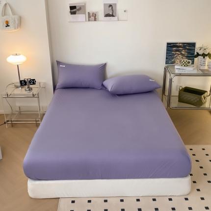 91家纺网 家纺一手货源 找家纺 蓝邻 2024新款全棉全棉色织水洗棉床笠 优雅紫