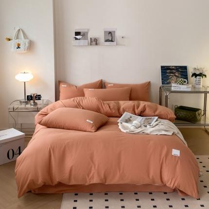 91家纺网 家纺一手货源 找家纺 蓝邻 2024新款全棉全棉色织水洗棉单被套 焦糖色