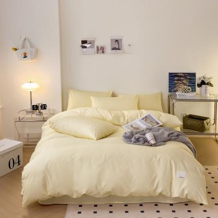 91家纺网 家纺一手货源 找家纺 蓝邻 2024新款全棉全棉色织水洗棉单被套 柠檬黄