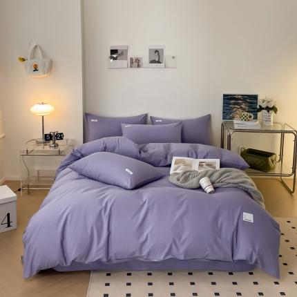 91家纺网 家纺一手货源 找家纺 蓝邻 2024新款全棉全棉色织水洗棉单被套 优雅紫