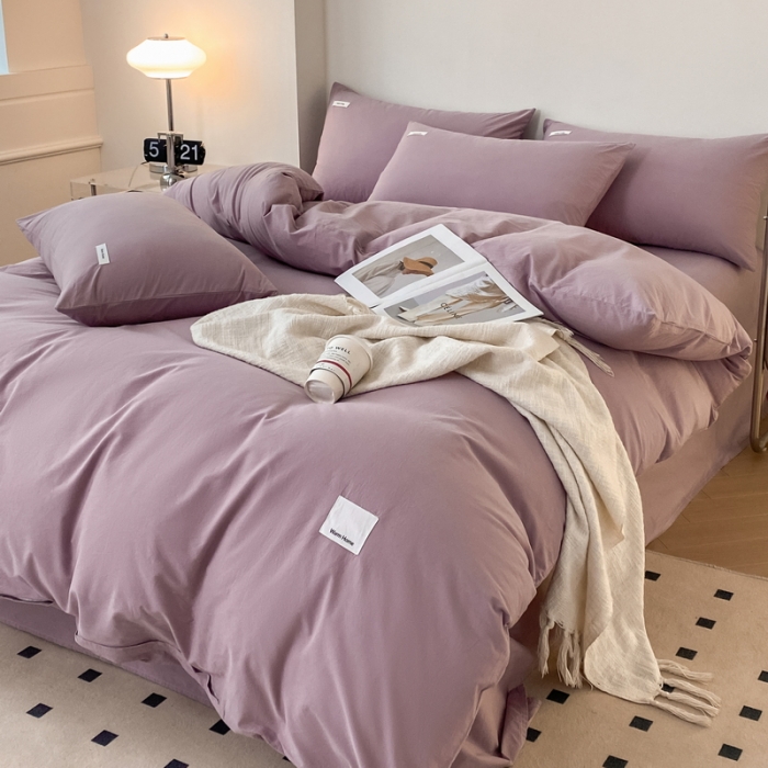 91家纺网 家纺一手货源 找家纺 蓝邻 2024新款全棉全棉色织水洗棉单被套 千黛紫