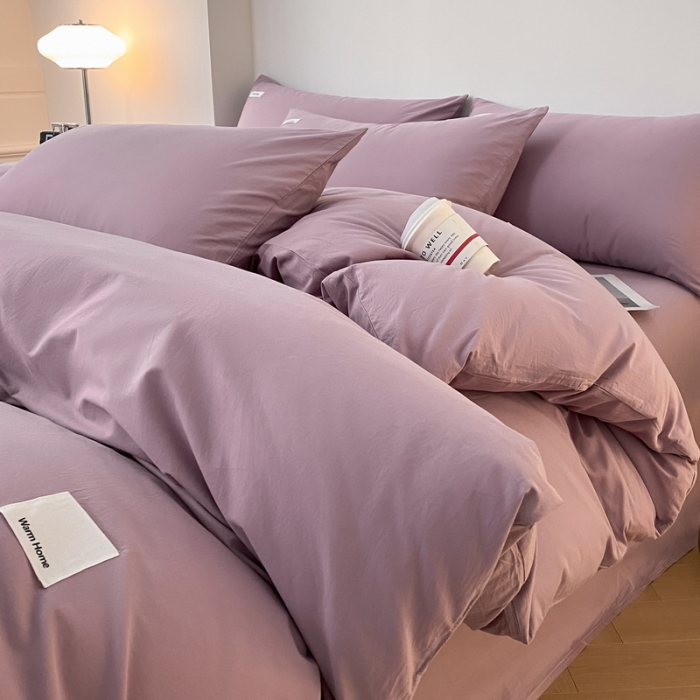 91家纺网 家纺一手货源 找家纺 蓝邻 2024新款全棉全棉色织水洗棉单被套 千黛紫