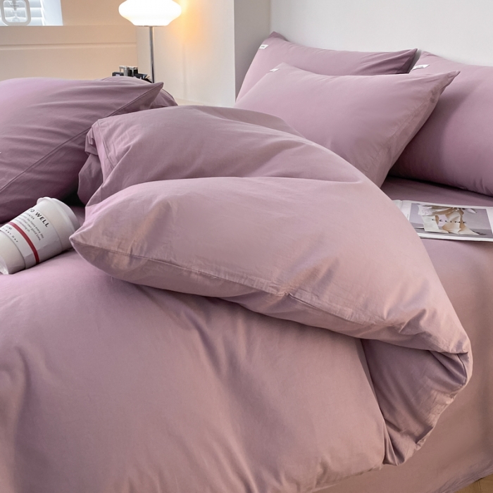 91家纺网 家纺一手货源 找家纺 蓝邻 2024新款全棉全棉色织水洗棉单被套 千黛紫