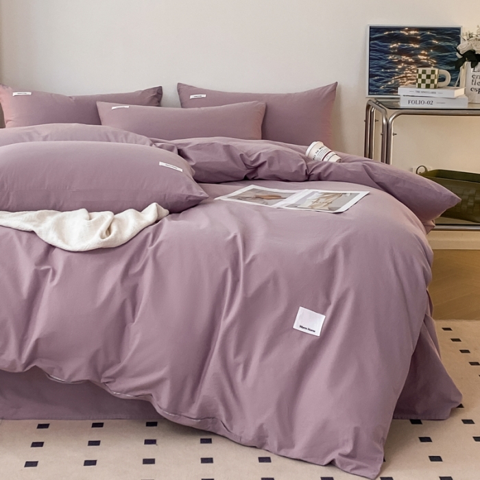91家纺网 家纺一手货源 找家纺 蓝邻 2024新款全棉全棉色织水洗棉单被套 千黛紫