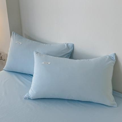 91家纺网 家纺一手货源 找家纺 蓝邻 2024新款全棉色织水洗棉单枕套 粉末蓝