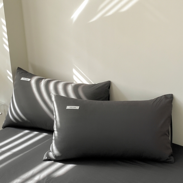 91家纺网 家纺一手货源 找家纺 蓝邻 2024新款全棉色织水洗棉单枕套 高级灰