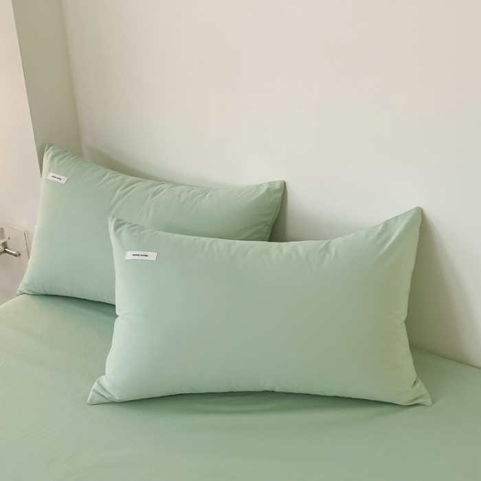 91家纺网 家纺一手货源 找家纺 蓝邻 2024新款全棉色织水洗棉单枕套 丝绒绿
