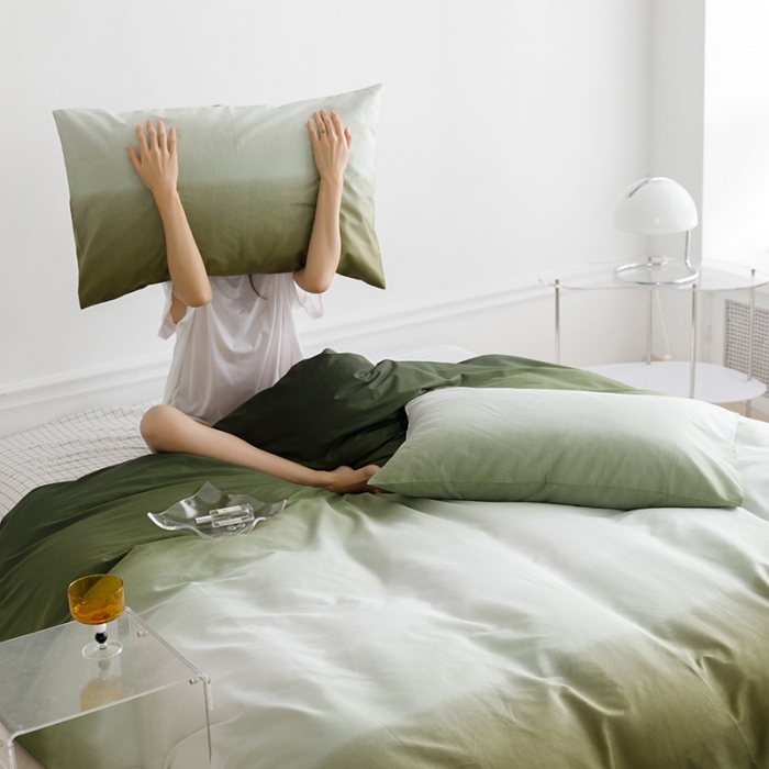 91家纺网 家纺一手货源 找家纺 雅居纺 2023新款13070全棉渐变色四件套 春树