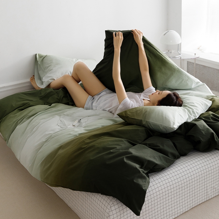 91家纺网 家纺一手货源 找家纺 雅居纺 2023新款13070全棉渐变色四件套 春树