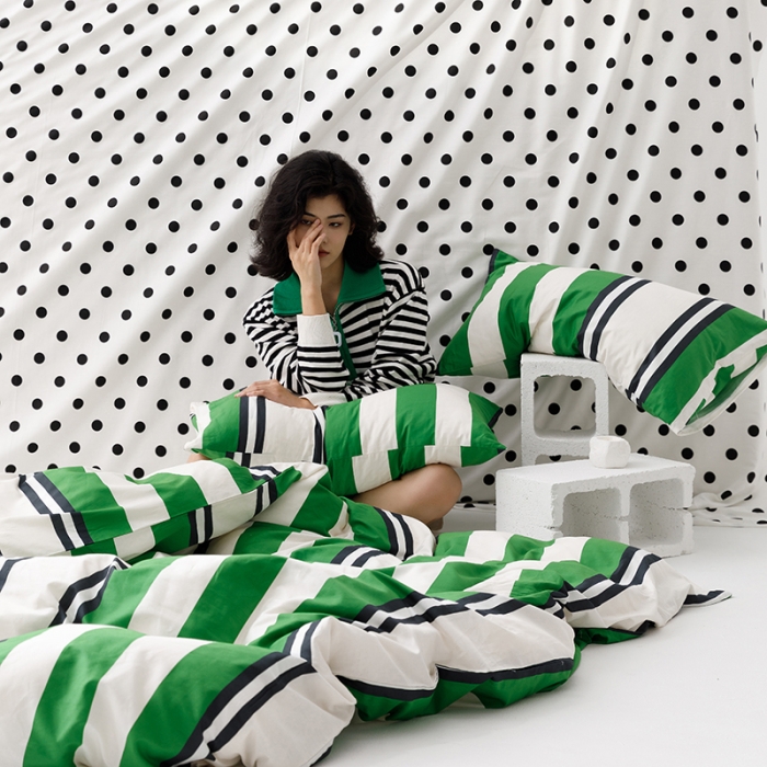 91家纺网 家纺一手货源 找家纺 (总) 雅居纺 2023新款13070黑白系全棉四件套