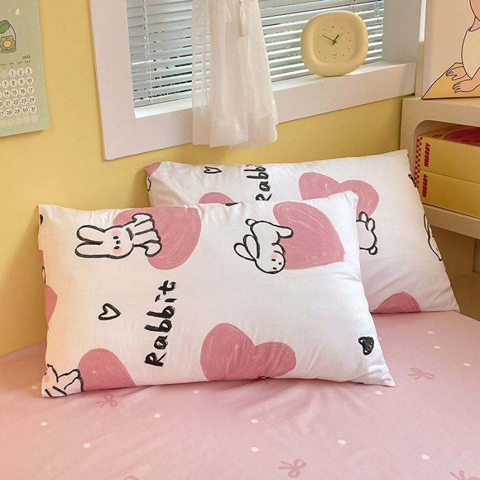 91家纺网 家纺一手货源 找家纺 雅居纺 2023新款全棉13070小清新四件套 爱心小兔