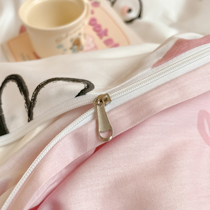 91家纺网 家纺一手货源 找家纺 雅居纺 2023新款全棉13070小清新四件套 爱心小兔