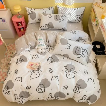 雅居纺 2023新款全棉13070小清新四件套 潮流兔