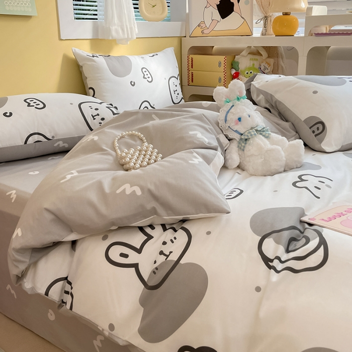 91家纺网 家纺一手货源 找家纺 雅居纺 2023新款全棉13070小清新四件套 潮流兔